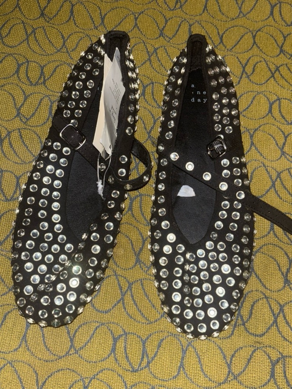 a new day Black Studded Mary Jane Flats